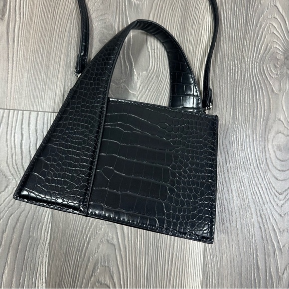 Zara Faux Snakeskin Mini Crossbody Bag Handle Structured Chic Holiday Party - Picture 2 of 4